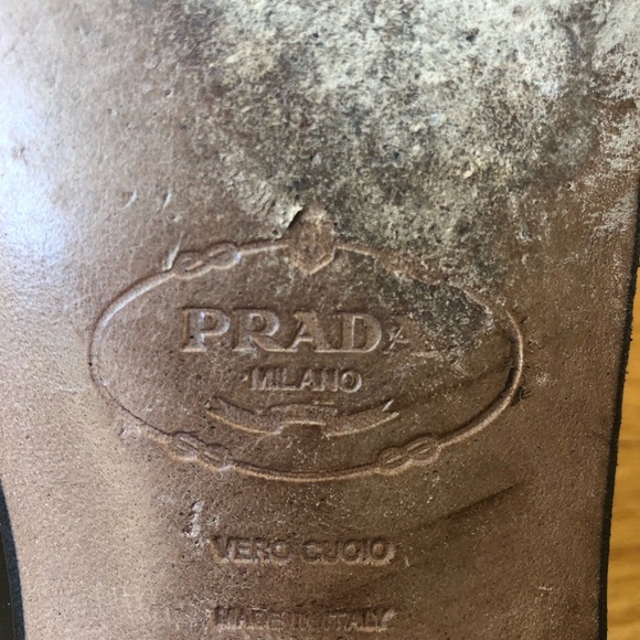 Authentic PRADA Men Leather Shoes/ Loafers US Size 10.5 Prada size 9.5 - Picture 8 of 11